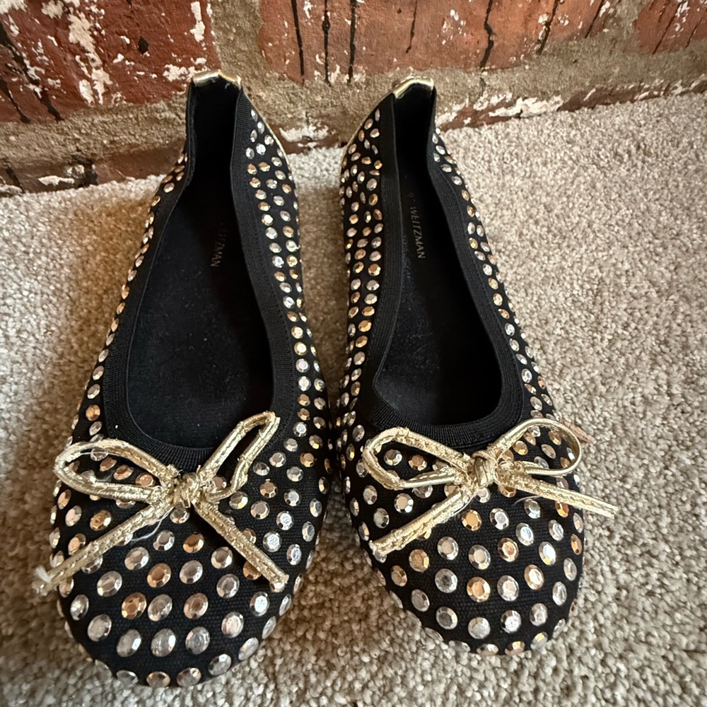 Stuart Weitzman Black and Gold Kids Dress Shoes